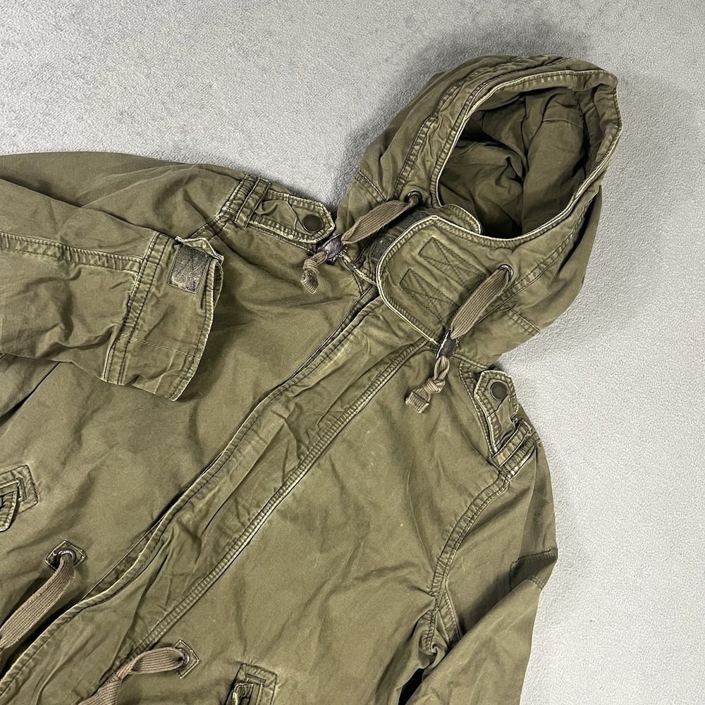 Abercrombie & Fitch Men's S Green Military Parka Jacket Coat Y2K